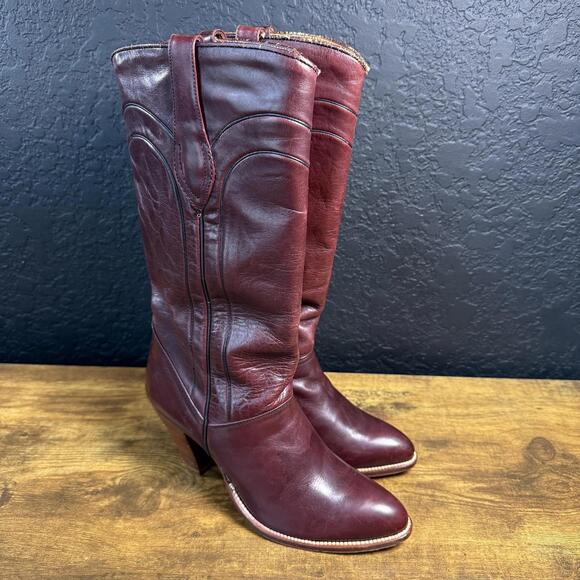 Dan Post Shoes - Dan Post 4149 Burgundy Leather Western Cowboy Boots Womens Size 7 N